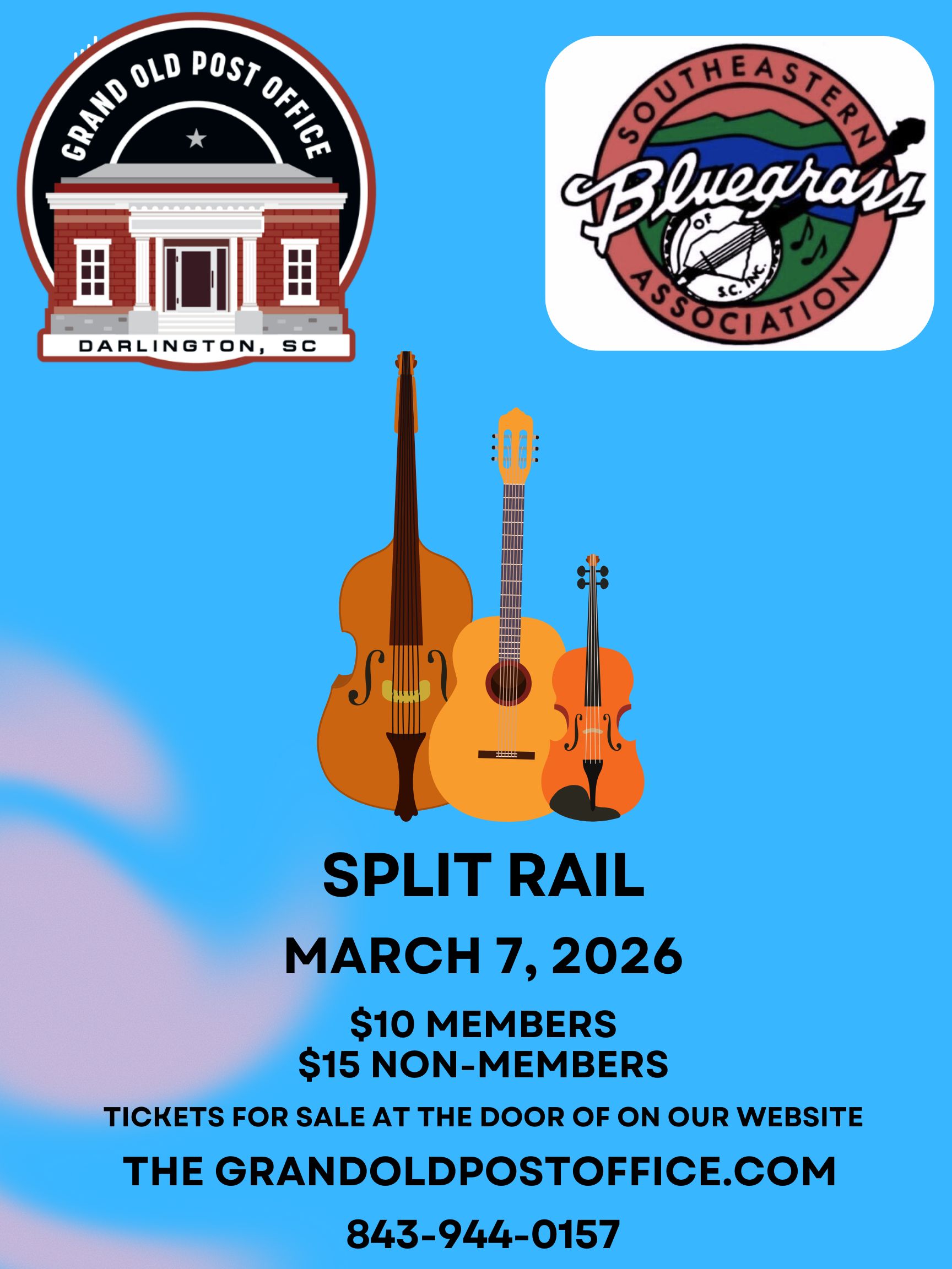 SEBGA Concert Featuring Split Rail March 7th at The Grand Old Post Office!