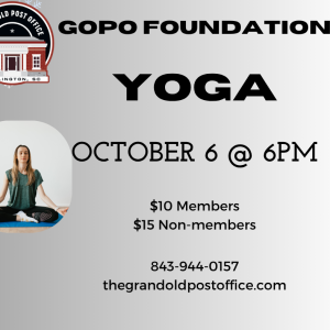 GOPO Foundation Presents Yoga with Susan Weesner October 6,2026 at 6PM