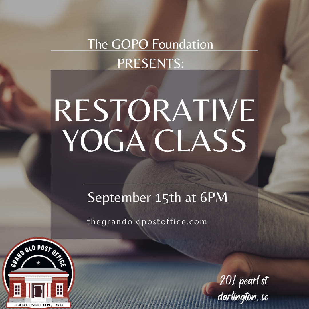  Restorative Yoga September 15th! 