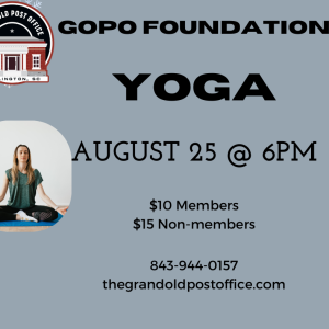 GOPO Foundation Presents Yoga with Susan Weesner August 25,2026 at 6PM