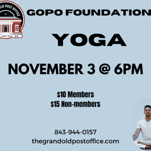 GOPO Foundation Presents Yoga with Susan Weesner November 3,2026 at 6PM